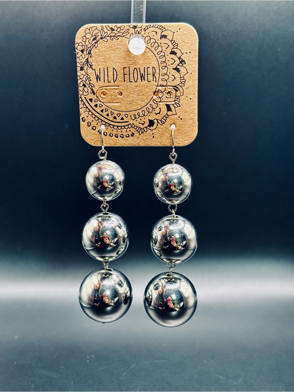 Wildflowers Polished Silver Triple-Ball Drop Earrings